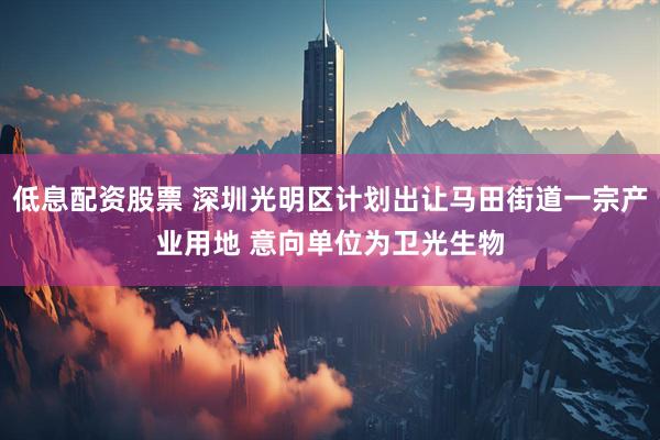 低息配资股票 深圳光明区计划出让马田街道一宗产业用地 意向单位为卫光生物